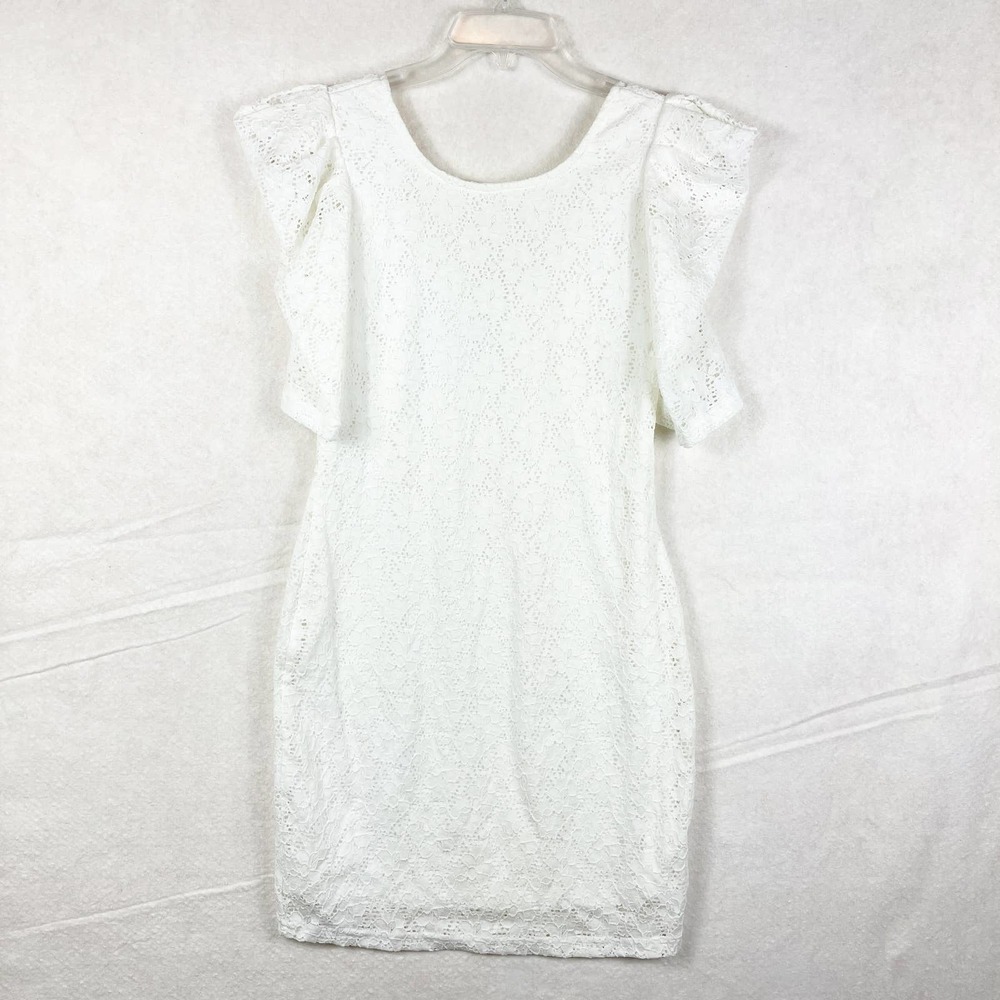 Roomates Womens Mini Dress Short Sleeve White Size Medium